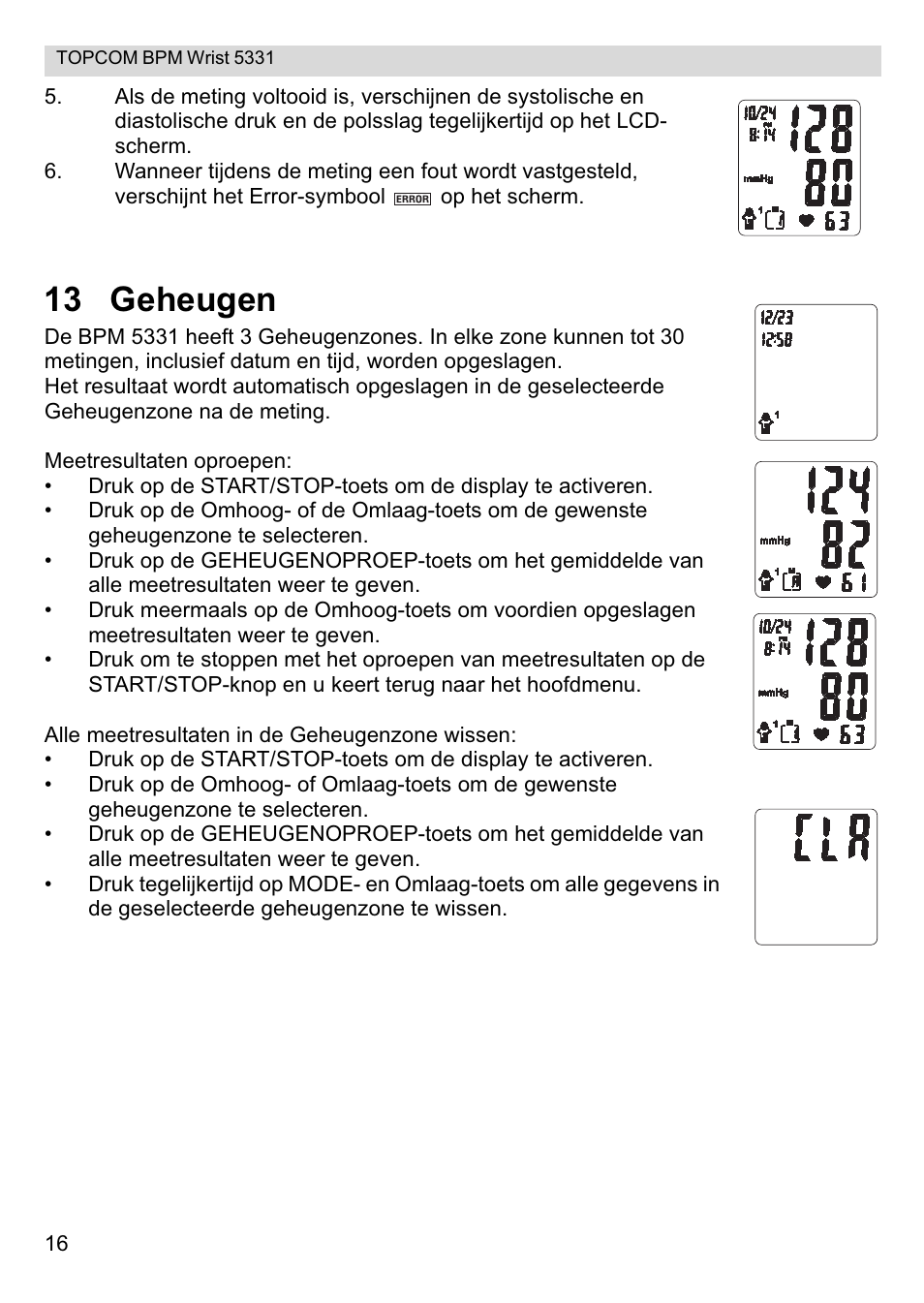 13 geheugen | Topcom CE0197 5331 User Manual | Page 16 / 72