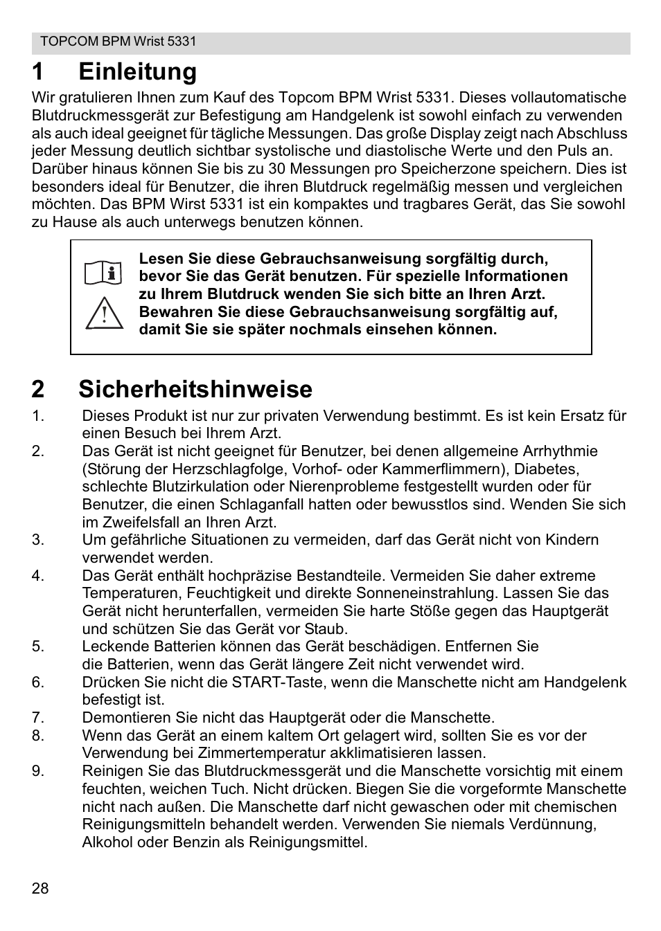 1einleitung, 2sicherheitshinweise | Topcom CE0197 5331 User Manual | Page 28 / 72