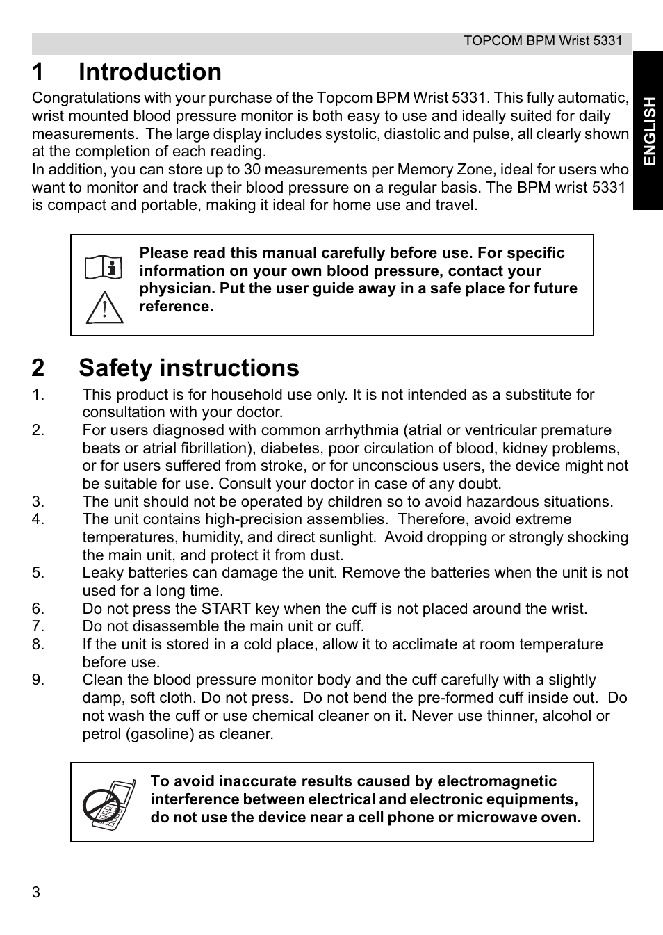 1introduction, 2safety instructions | Topcom CE0197 5331 User Manual | Page 3 / 72