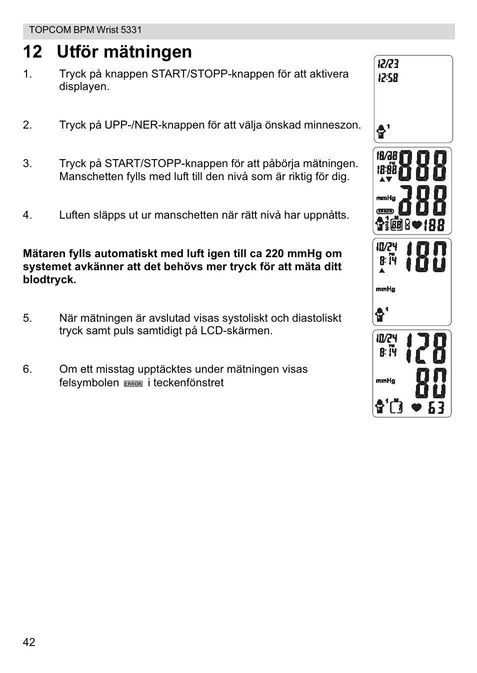 12 utför mätningen | Topcom CE0197 5331 User Manual | Page 42 / 72