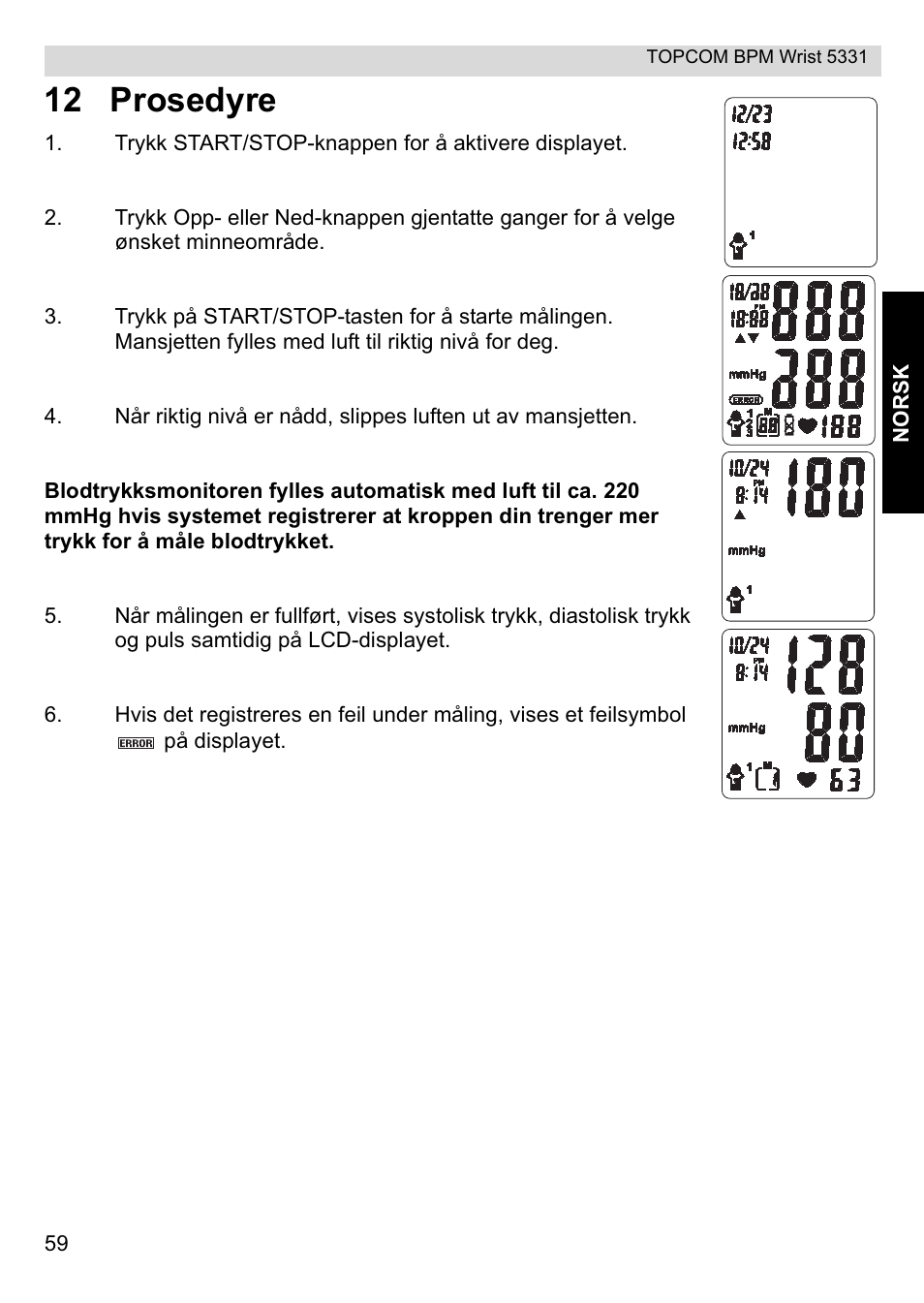 12 prosedyre | Topcom CE0197 5331 User Manual | Page 59 / 72