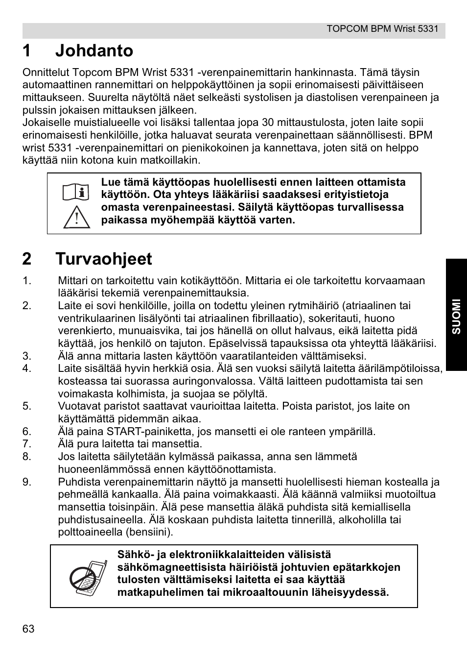 1johdanto, 2turvaohjeet | Topcom CE0197 5331 User Manual | Page 63 / 72