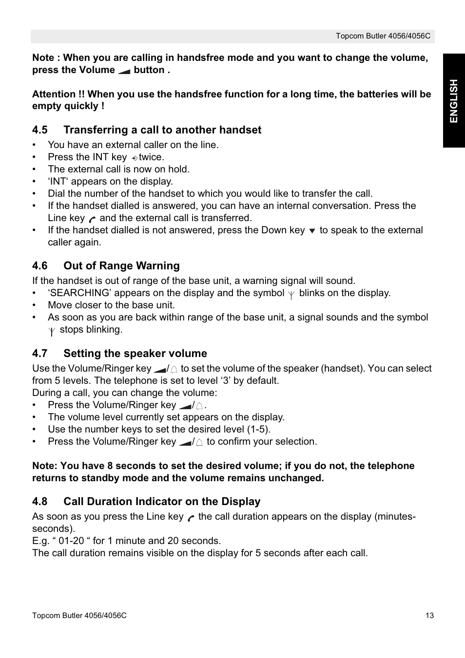 Topcom BUTLER 4056C User Manual | Page 13 / 72