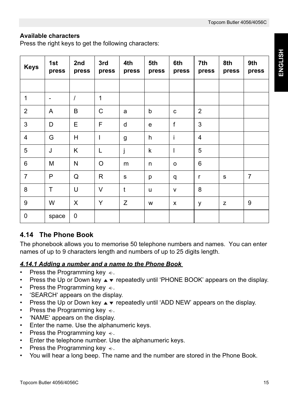 Topcom BUTLER 4056C User Manual | Page 15 / 72