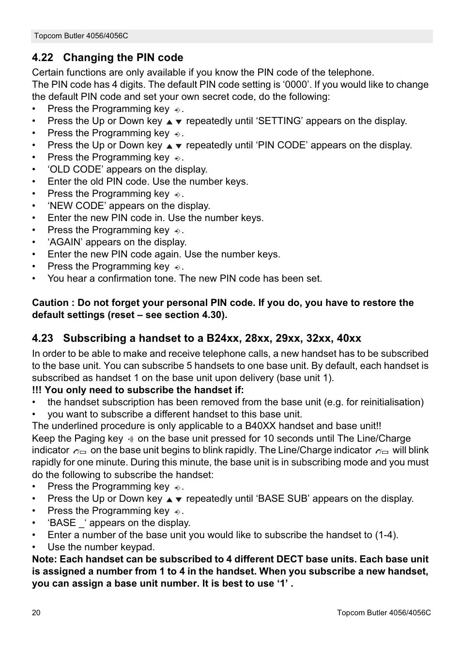 Topcom BUTLER 4056C User Manual | Page 20 / 72