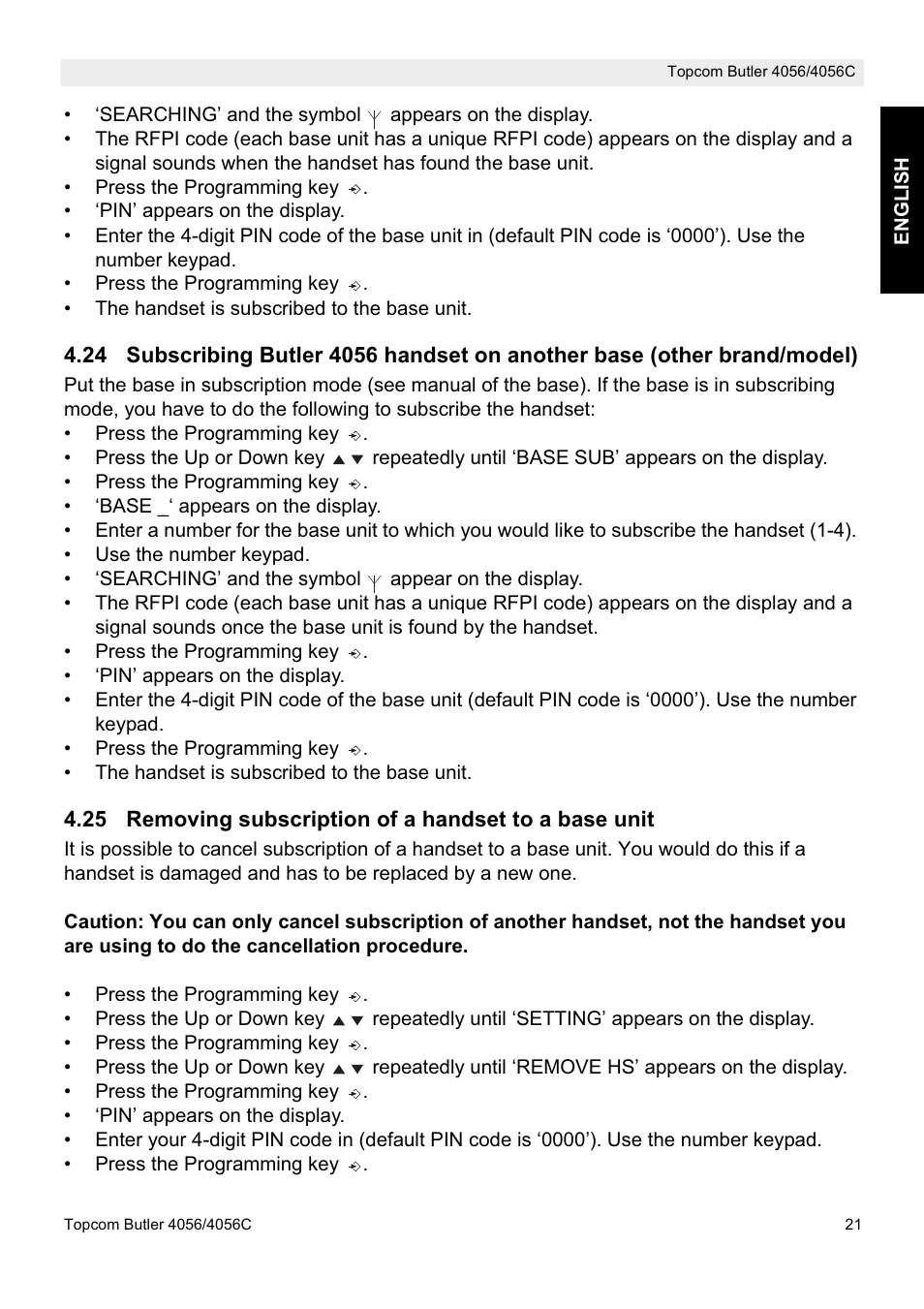 Topcom BUTLER 4056C User Manual | Page 21 / 72