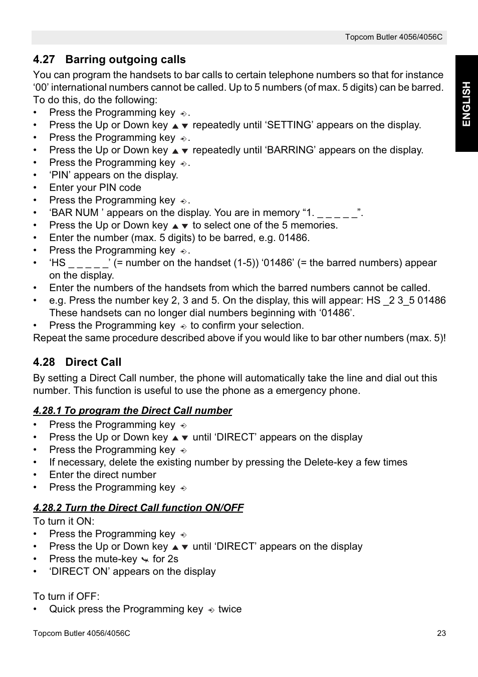 Topcom BUTLER 4056C User Manual | Page 23 / 72