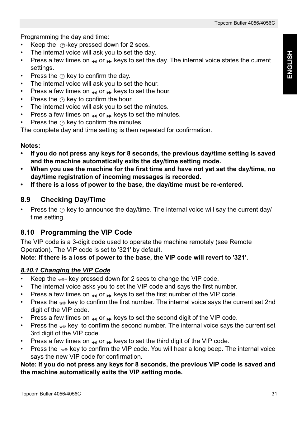 Topcom BUTLER 4056C User Manual | Page 31 / 72