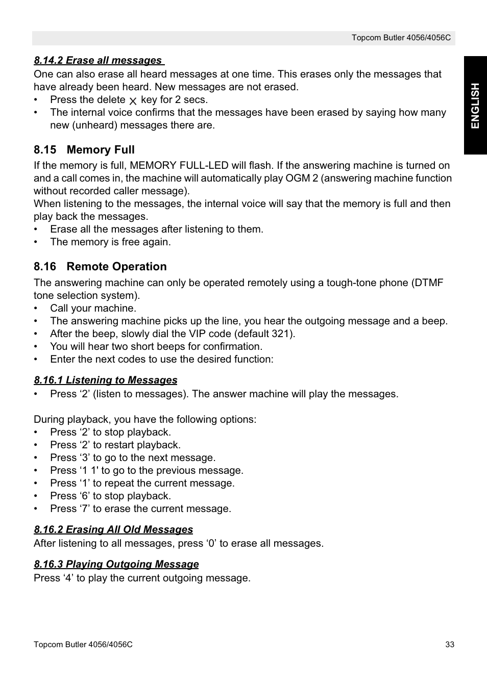 Topcom BUTLER 4056C User Manual | Page 33 / 72