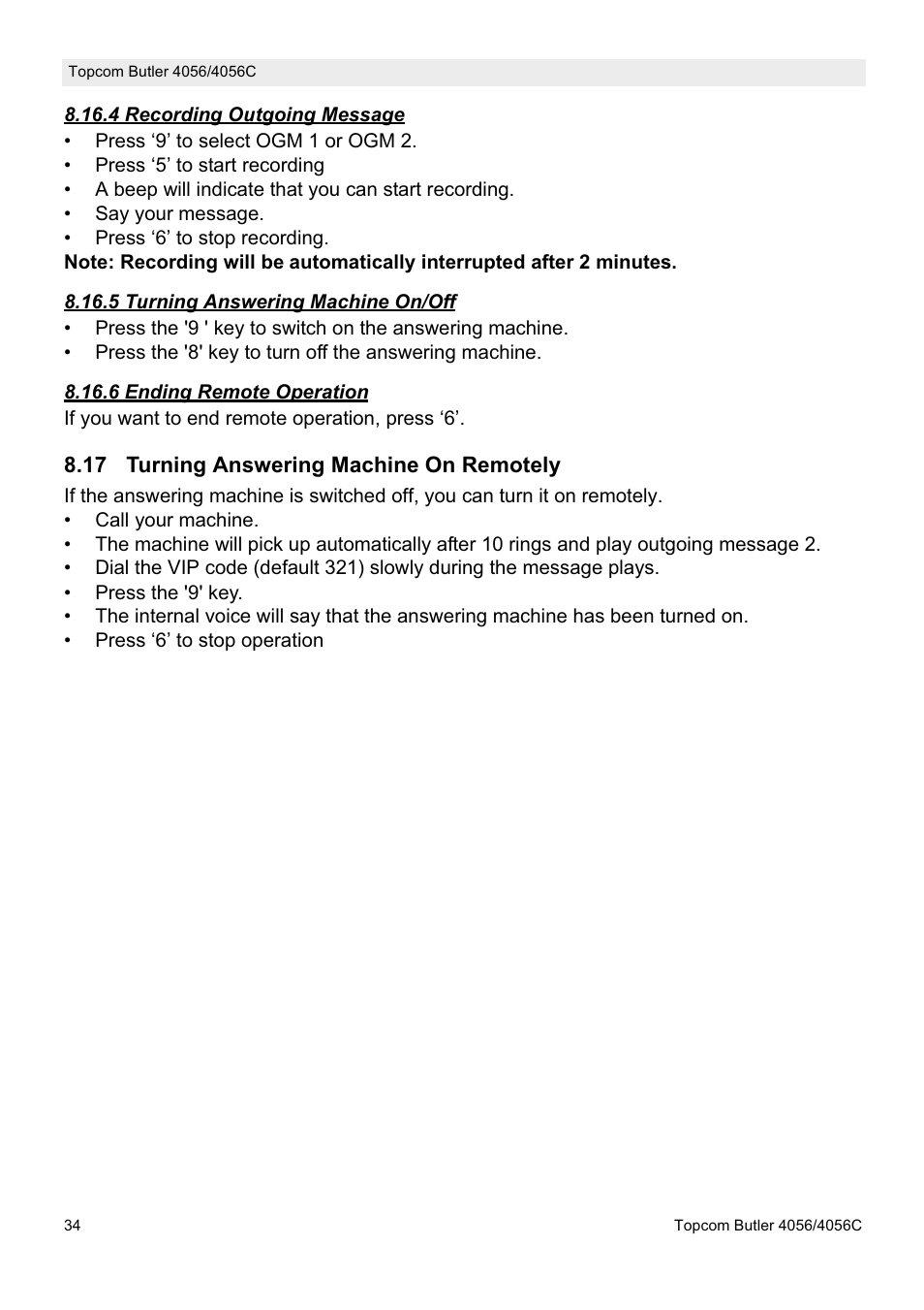 Topcom BUTLER 4056C User Manual | Page 34 / 72