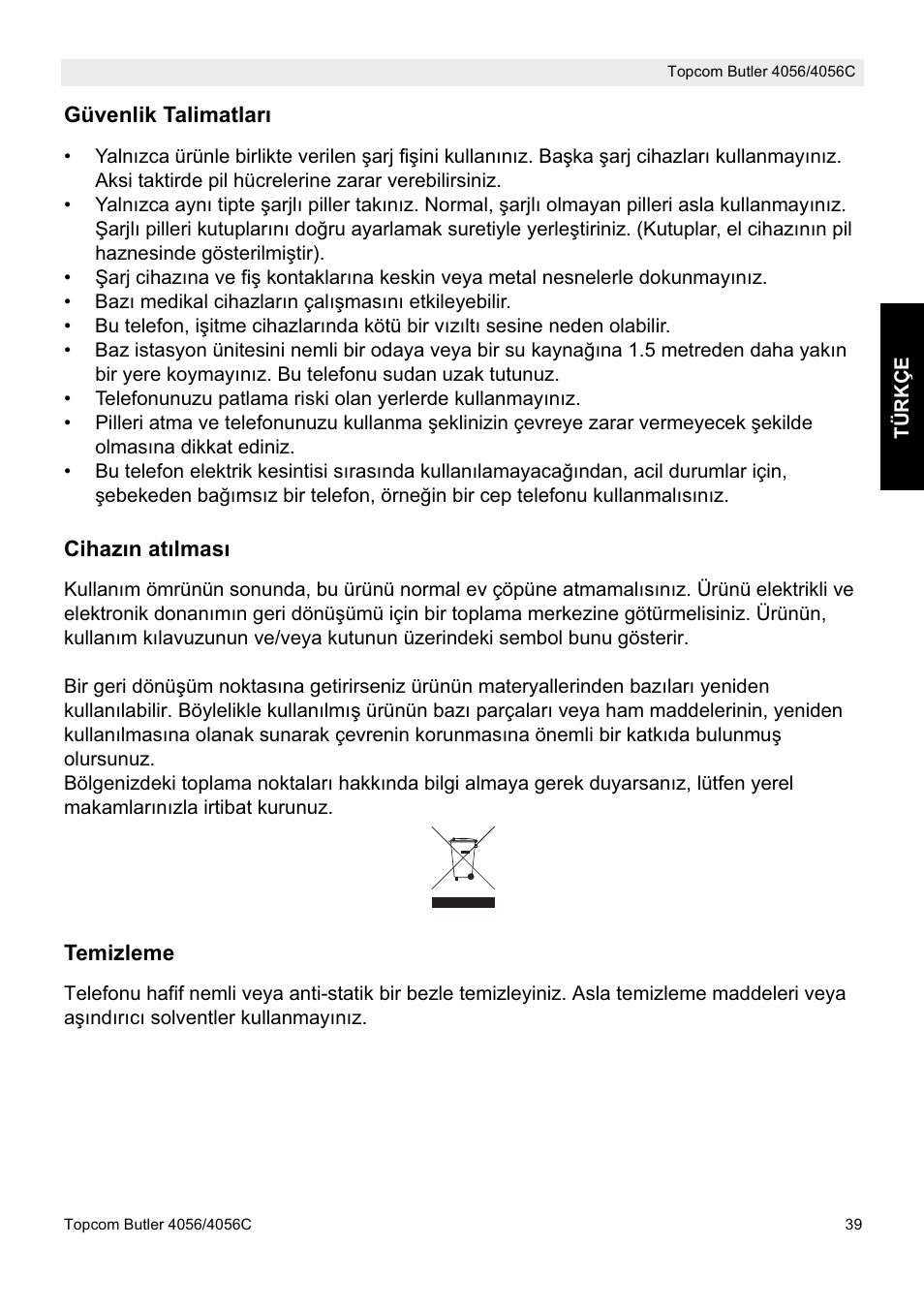 Topcom BUTLER 4056C User Manual | Page 39 / 72