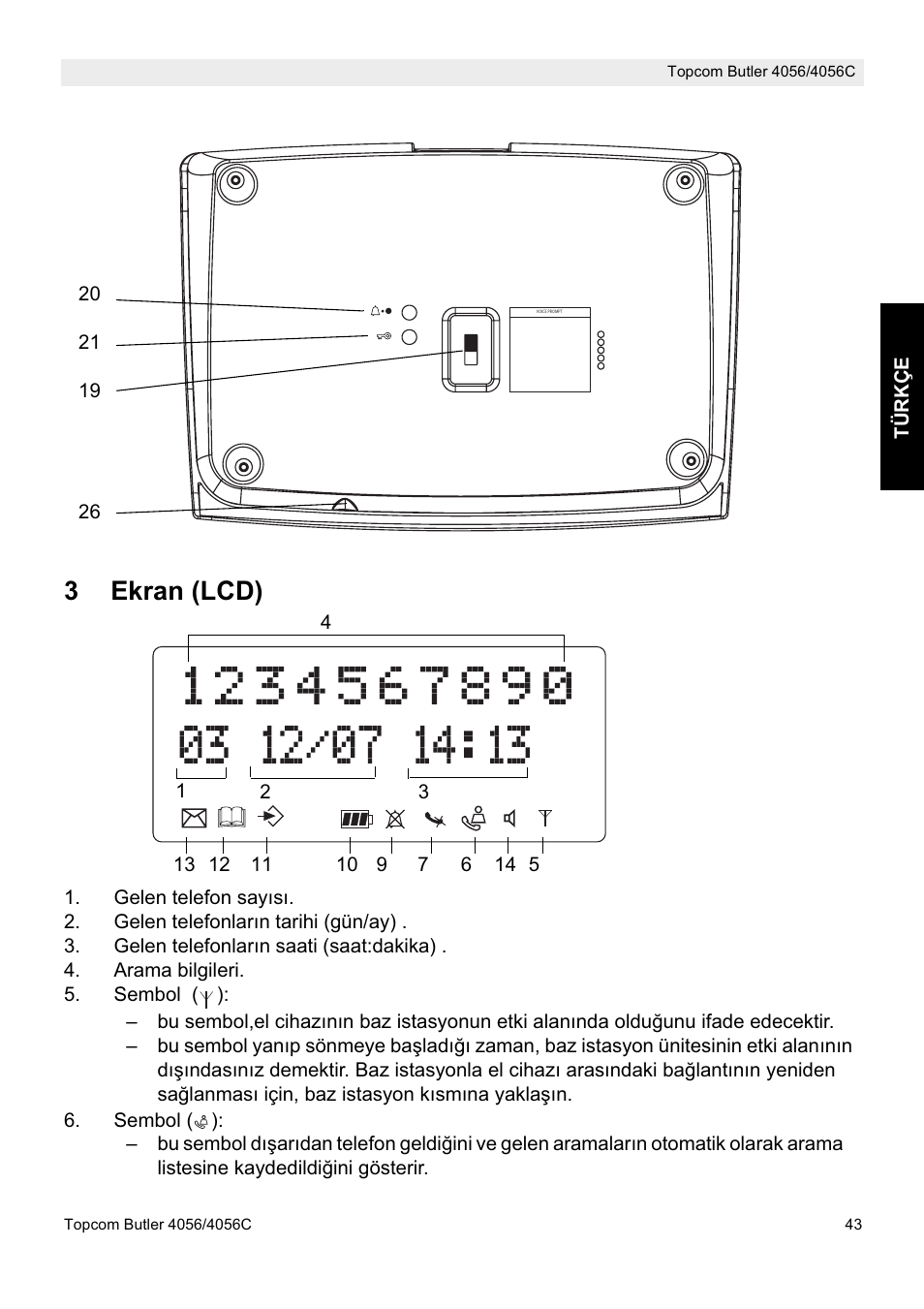 3ekran (lcd) | Topcom BUTLER 4056C User Manual | Page 43 / 72