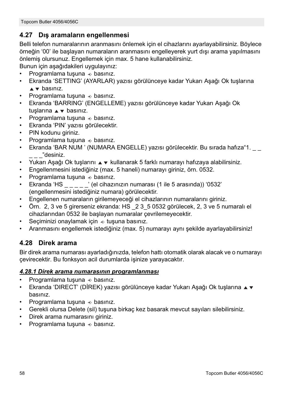 Topcom BUTLER 4056C User Manual | Page 58 / 72