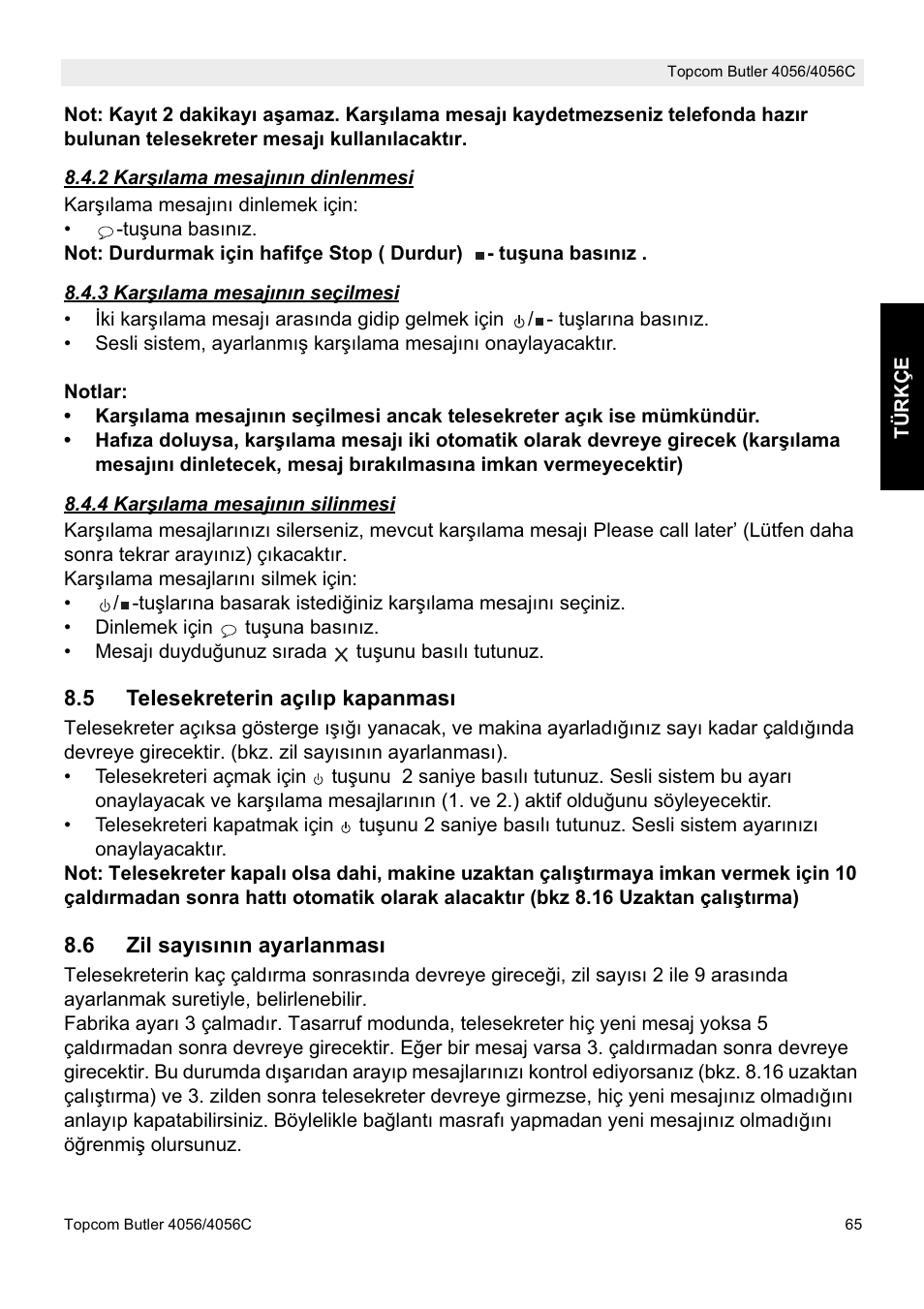 Topcom BUTLER 4056C User Manual | Page 65 / 72