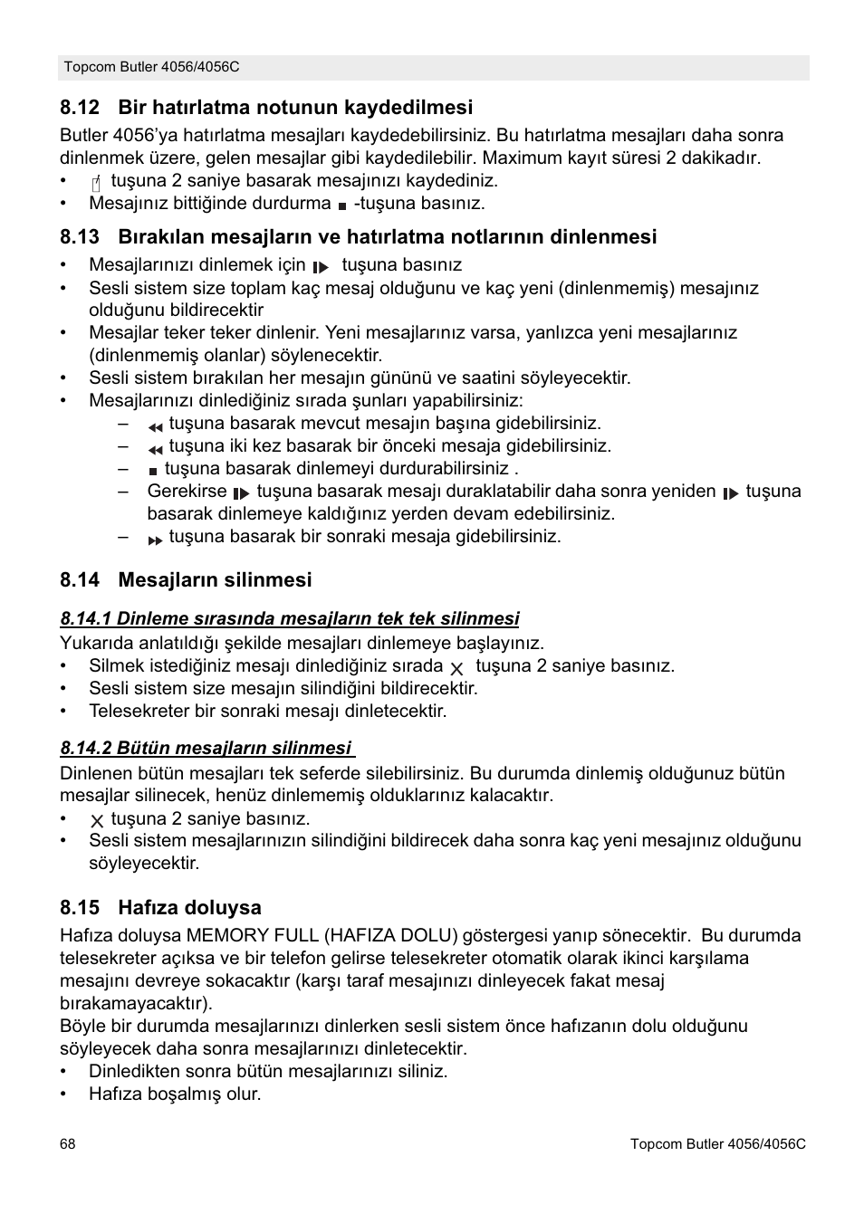 Topcom BUTLER 4056C User Manual | Page 68 / 72