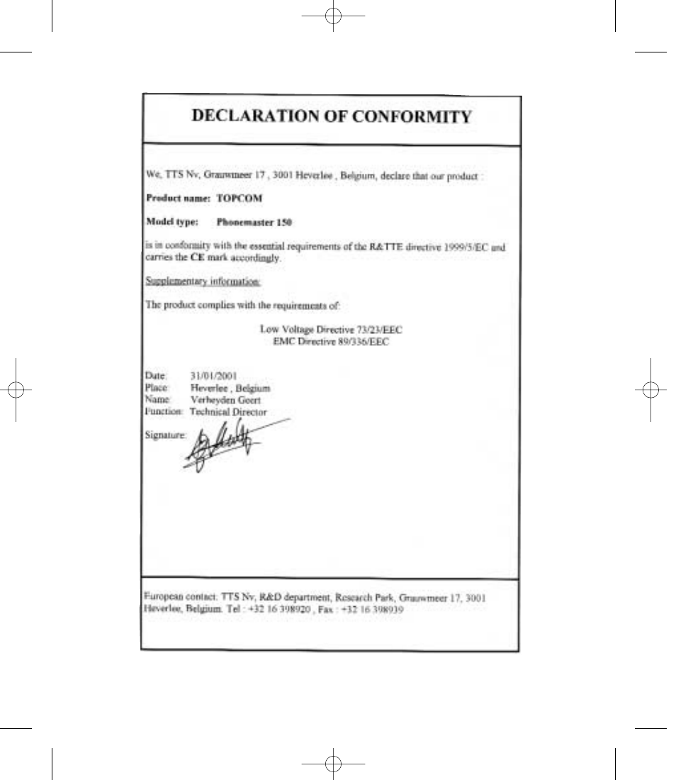Topcom PHONEMASTER 150 User Manual | Page 3 / 29