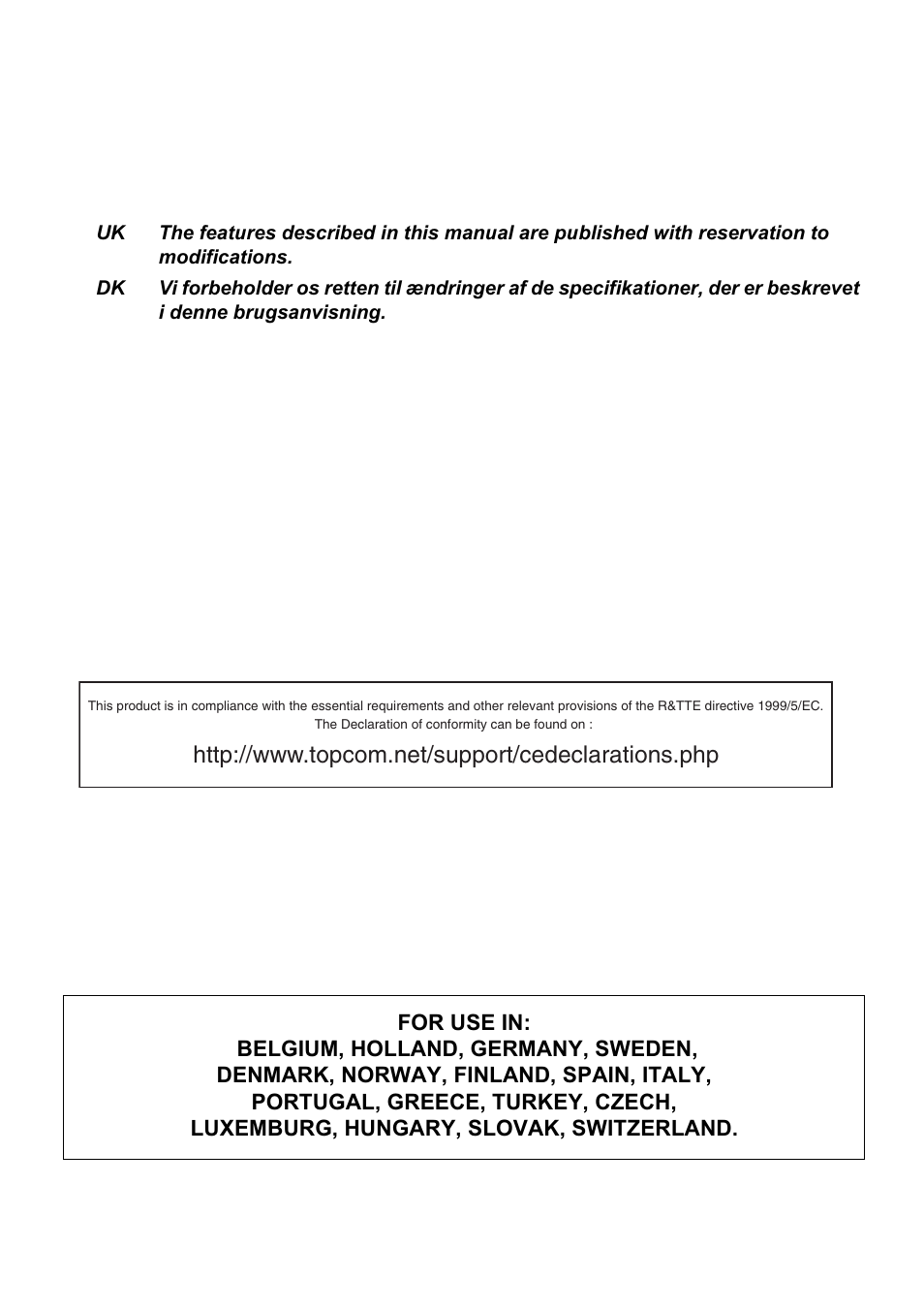 Topcom 9000 User Manual | Page 2 / 28