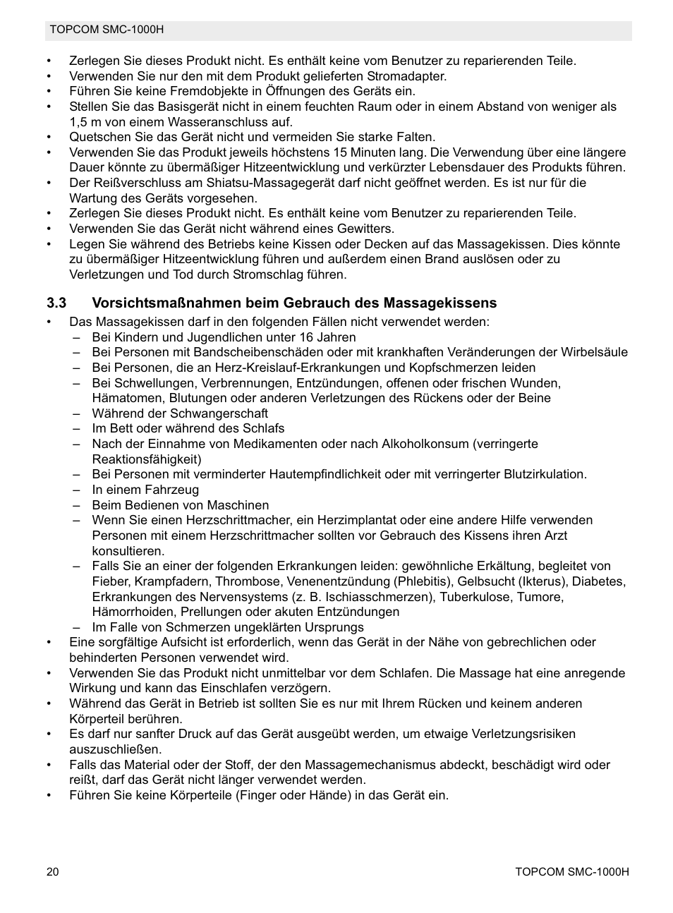 Topcom SMC-1000H User Manual | Page 20 / 92