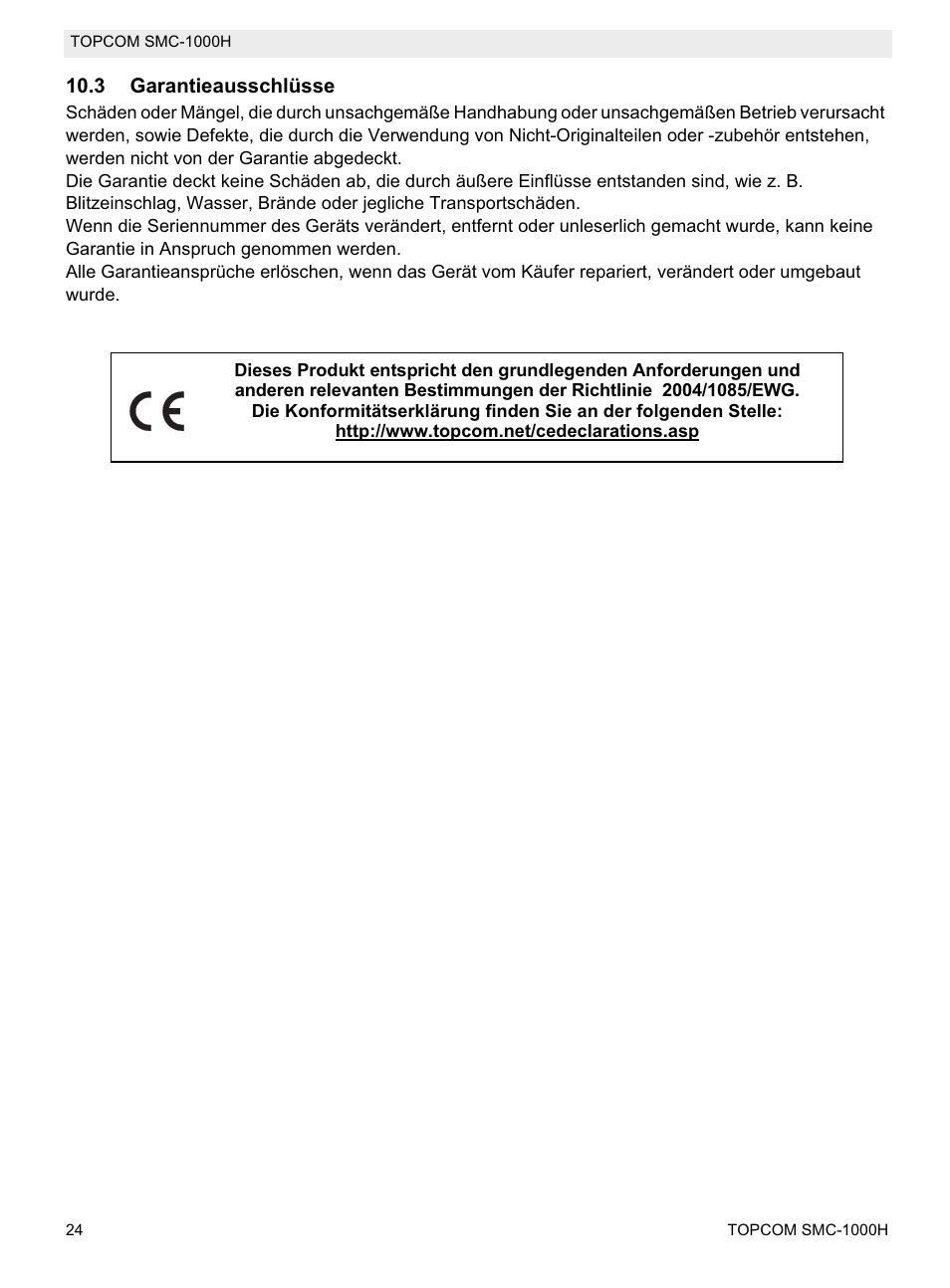 Topcom SMC-1000H User Manual | Page 24 / 92