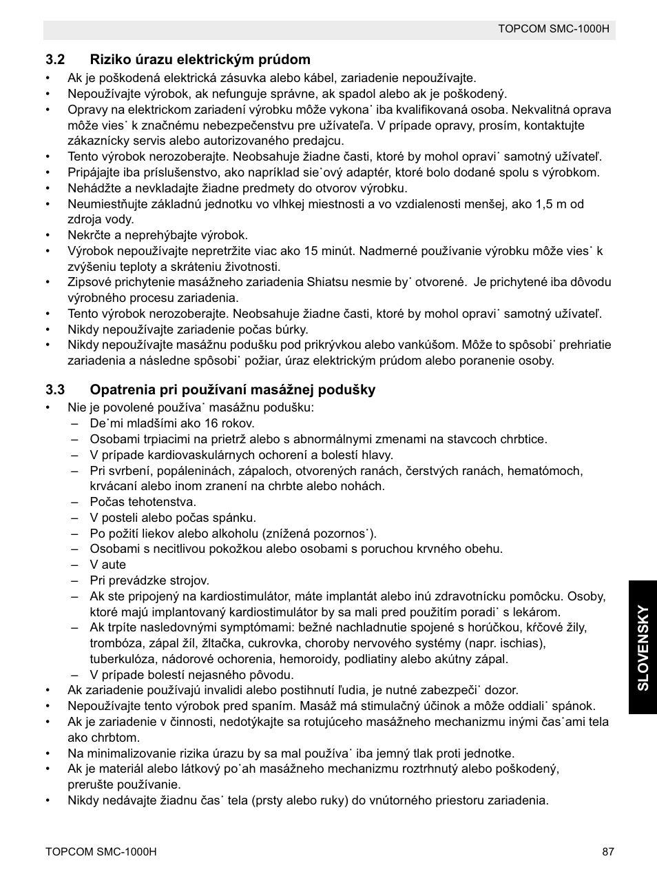 Topcom SMC-1000H User Manual | Page 87 / 92