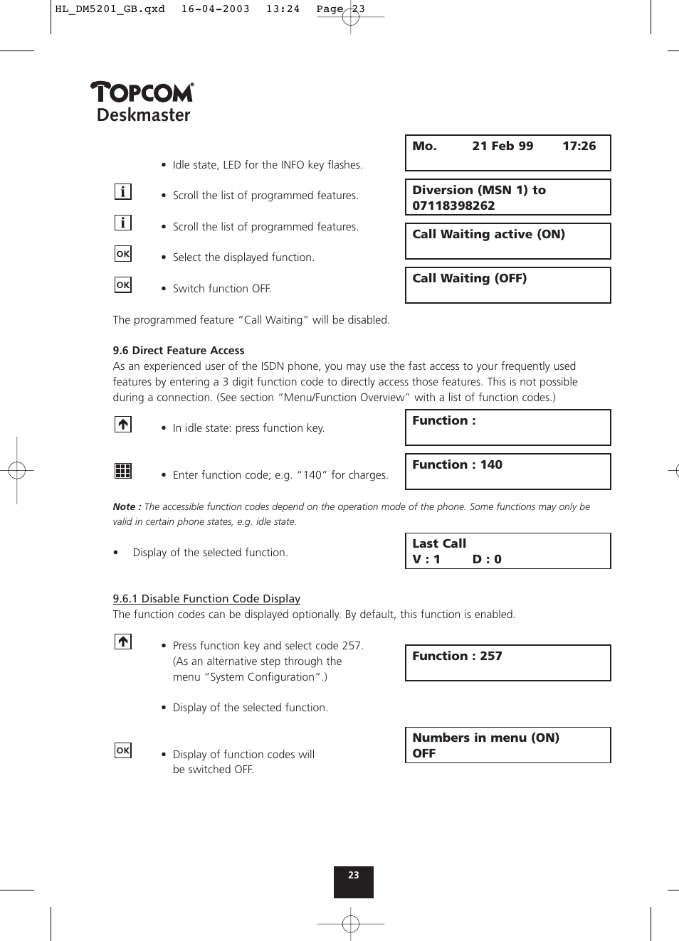 Deskmaster | Topcom DESKMASTER 520 User Manual | Page 23 / 52