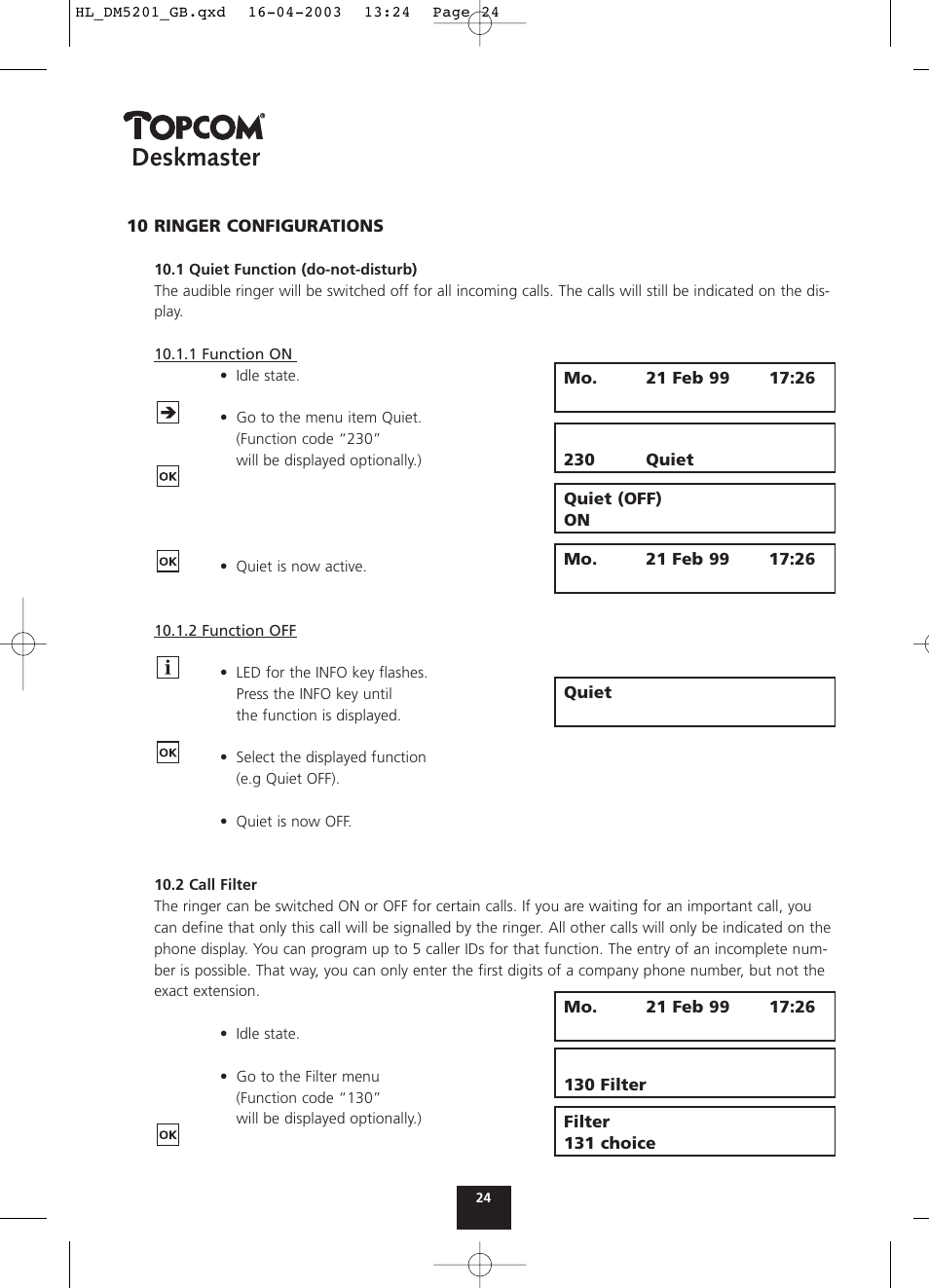 Deskmaster | Topcom DESKMASTER 520 User Manual | Page 24 / 52