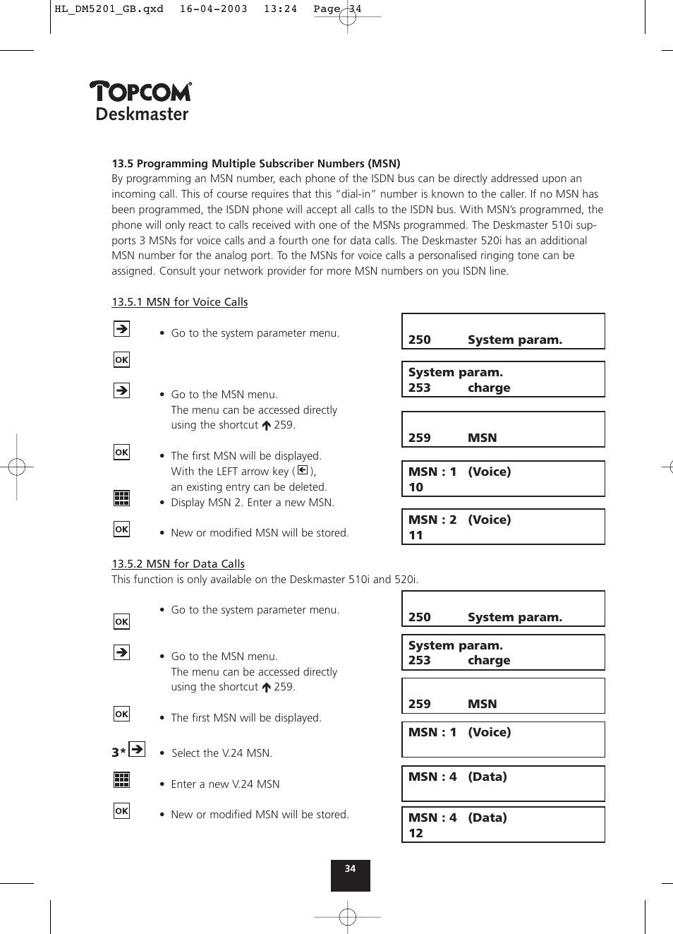 Deskmaster | Topcom DESKMASTER 520 User Manual | Page 34 / 52