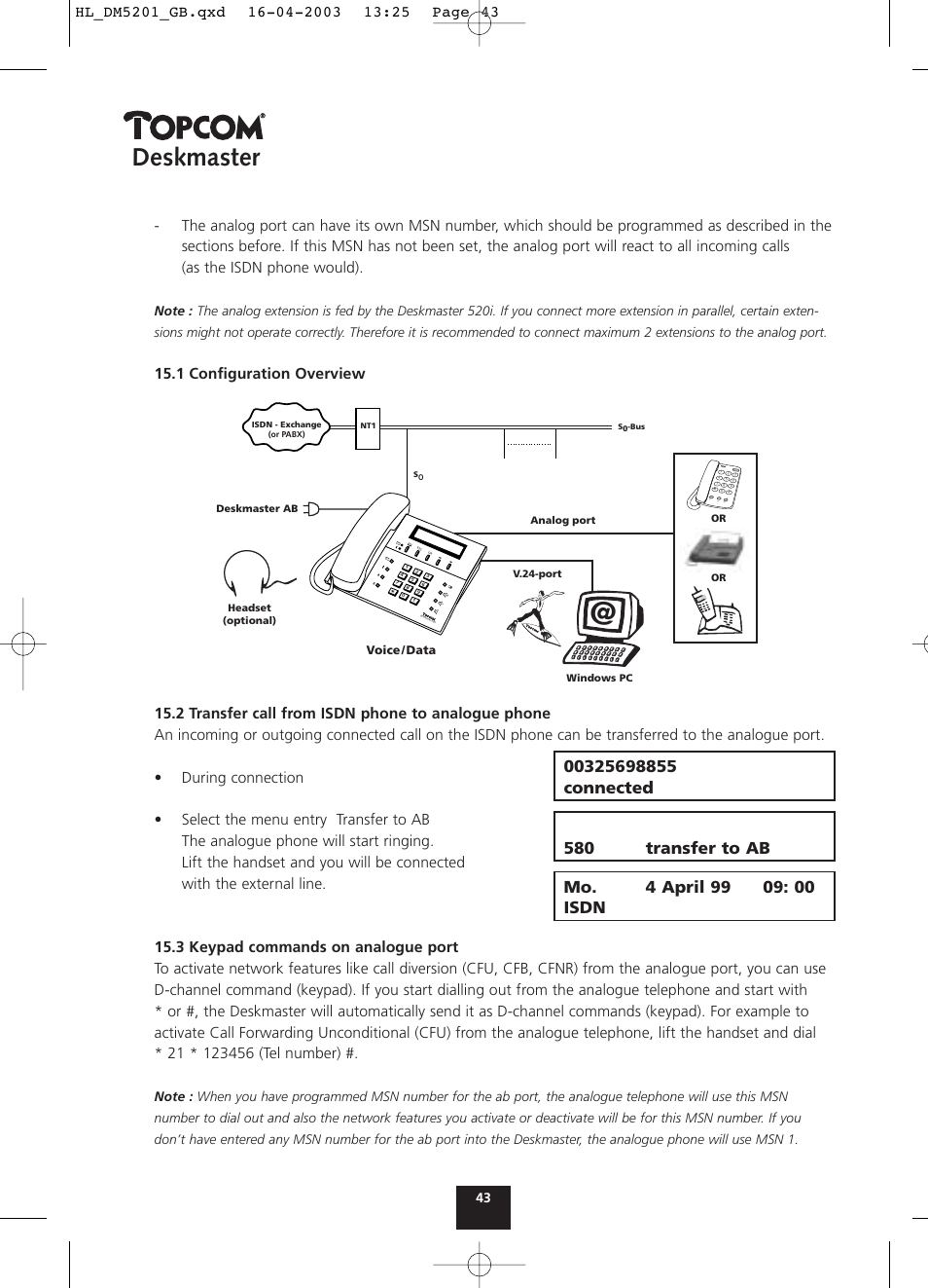 Deskmaster, M1 m2 m3, Largo | Topcom DESKMASTER 520 User Manual | Page 43 / 52