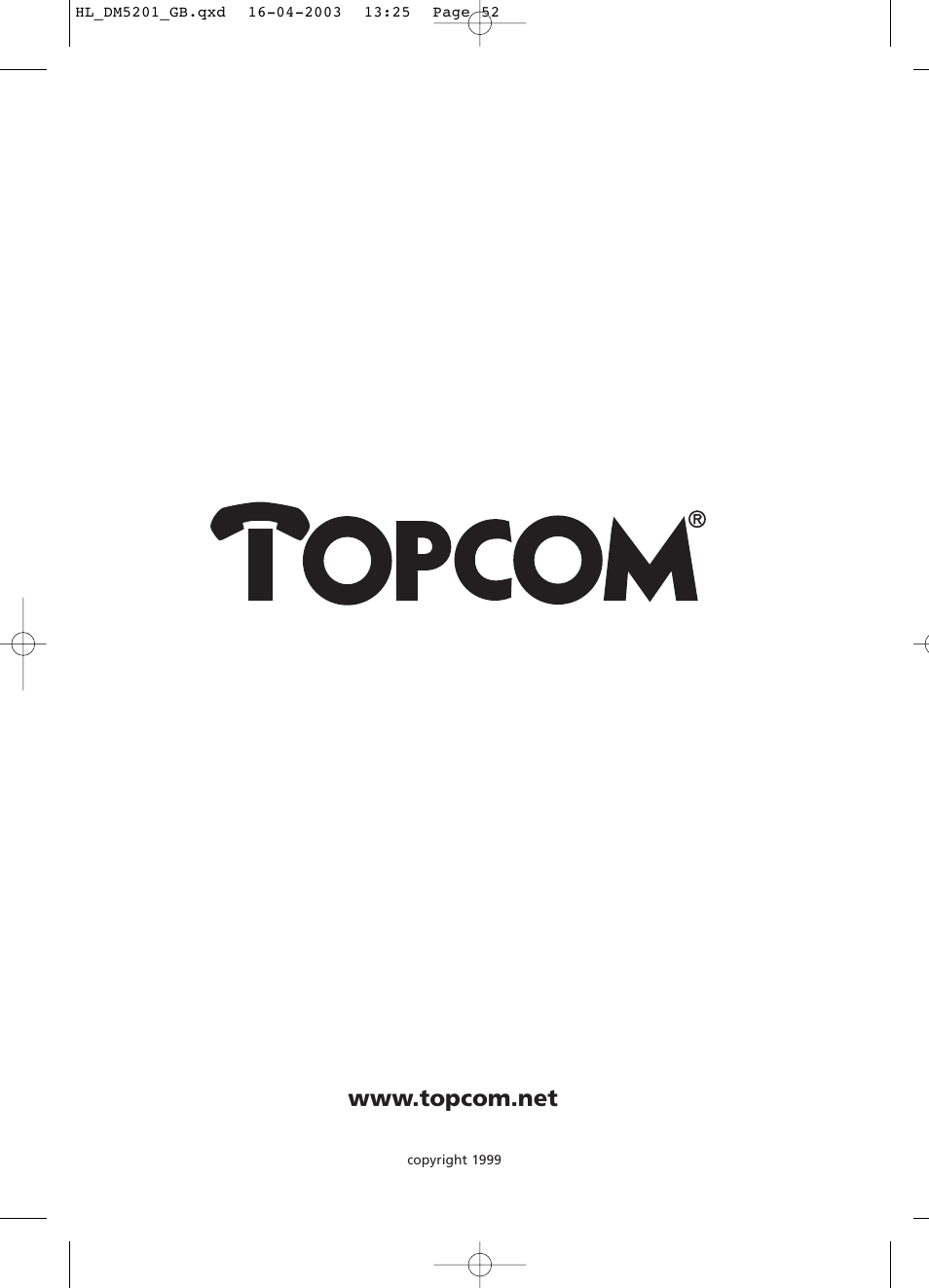 Topcom DESKMASTER 520 User Manual | Page 52 / 52
