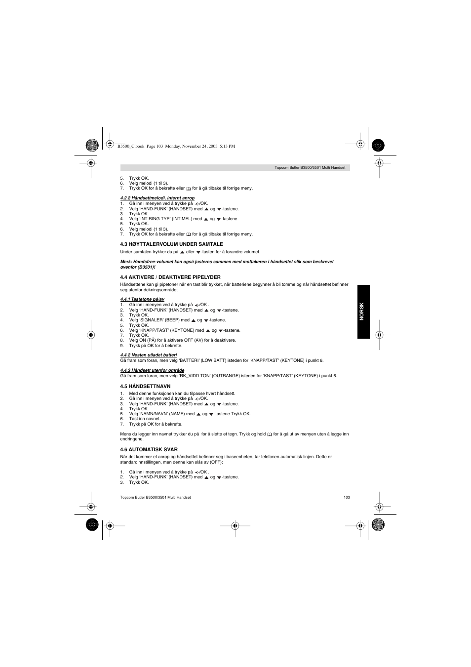 Topcom Butler 3501 User Manual | Page 103 / 120