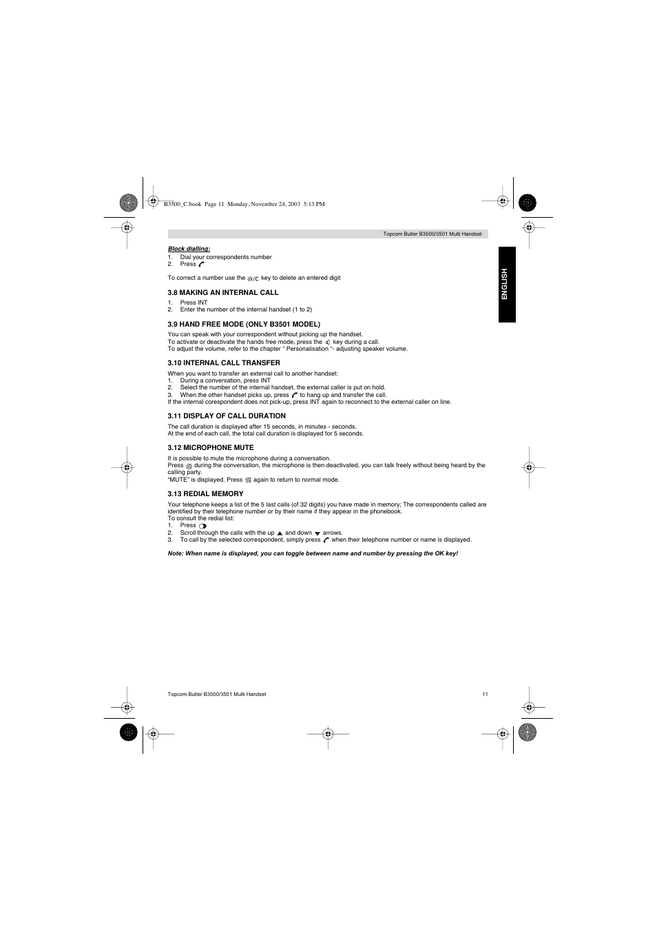 Topcom Butler 3501 User Manual | Page 11 / 120