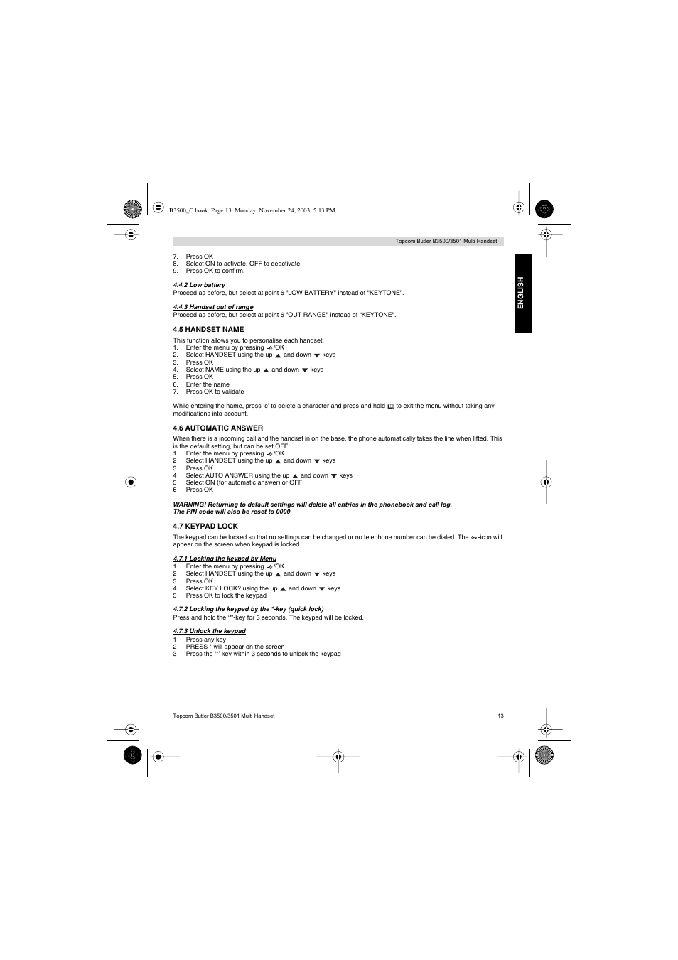 Topcom Butler 3501 User Manual | Page 13 / 120