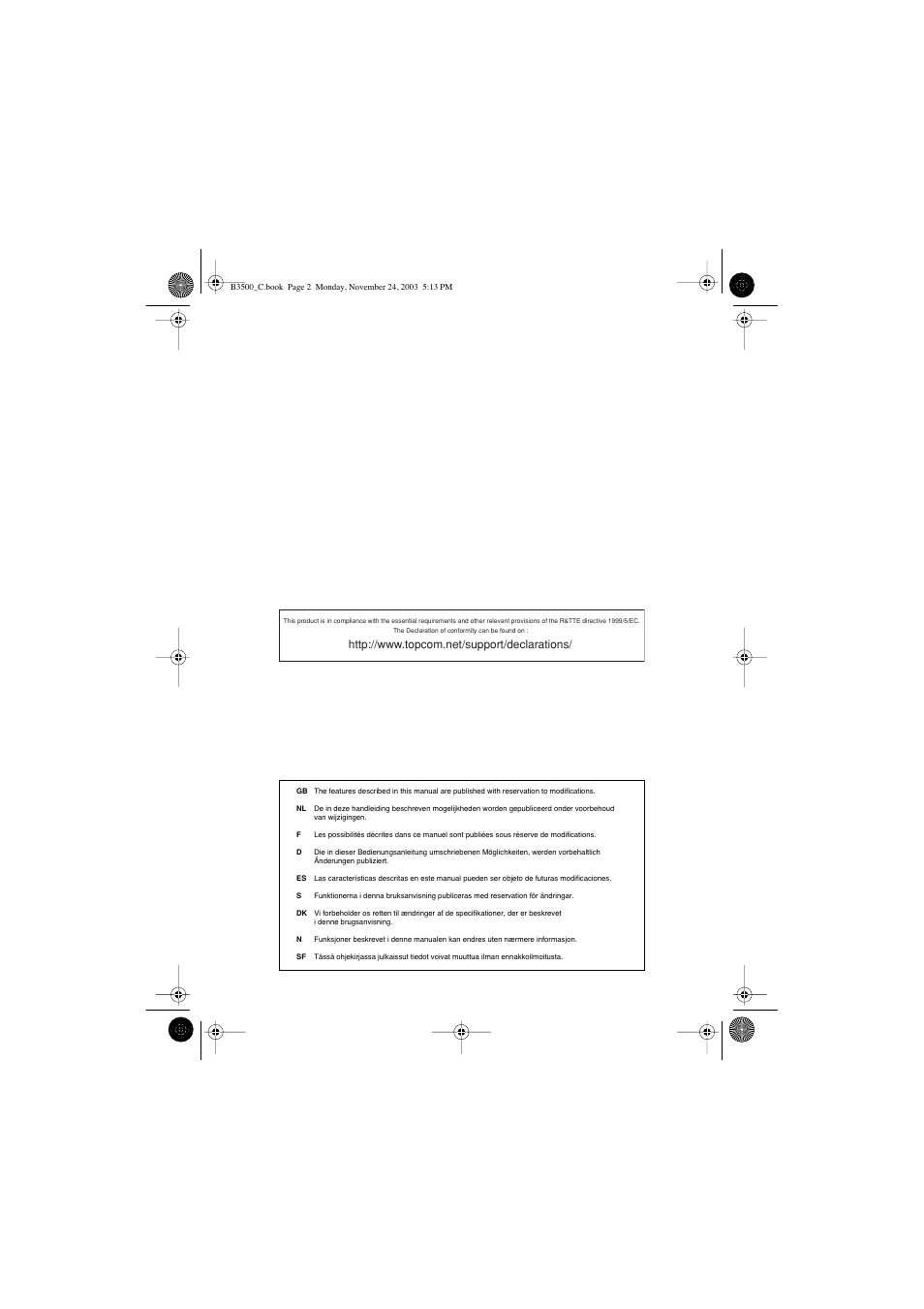 Topcom Butler 3501 User Manual | Page 2 / 120