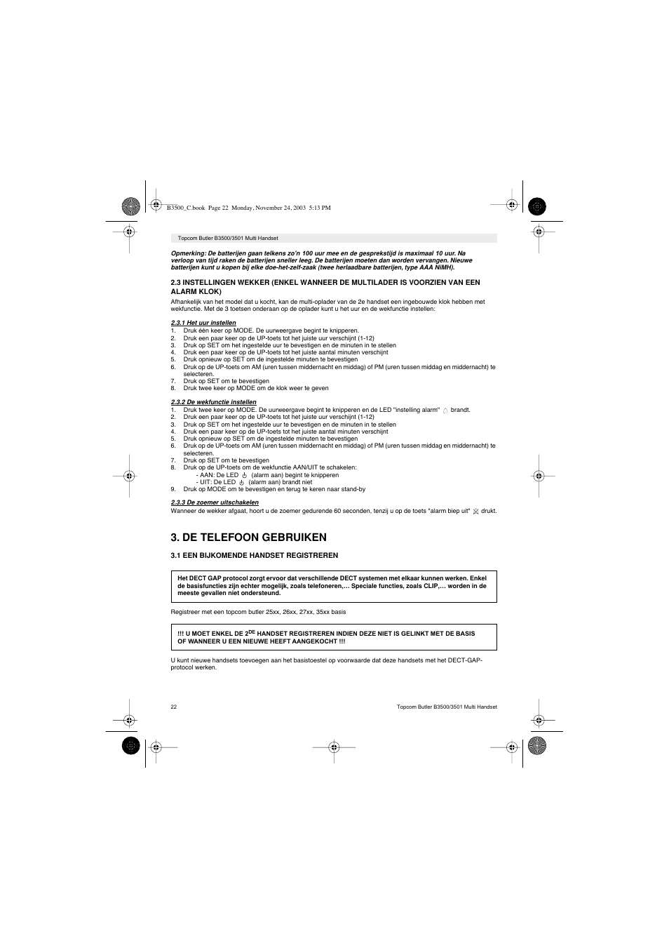 De telefoon gebruiken | Topcom Butler 3501 User Manual | Page 22 / 120