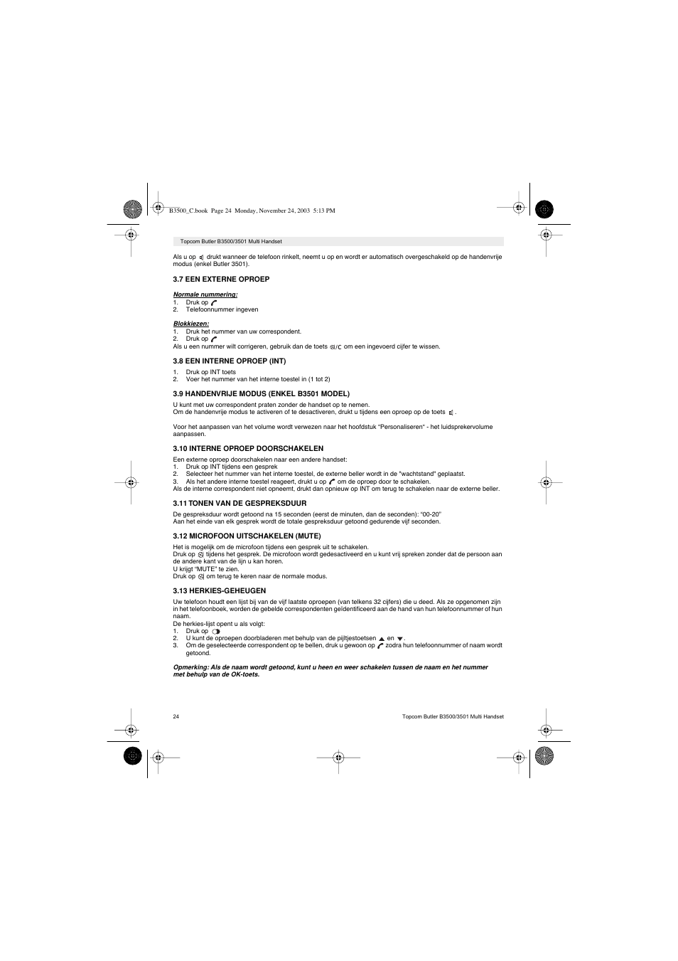 Topcom Butler 3501 User Manual | Page 24 / 120