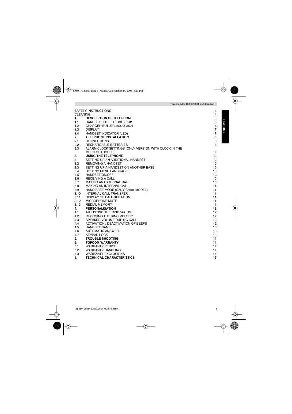 Topcom Butler 3501 User Manual | Page 3 / 120