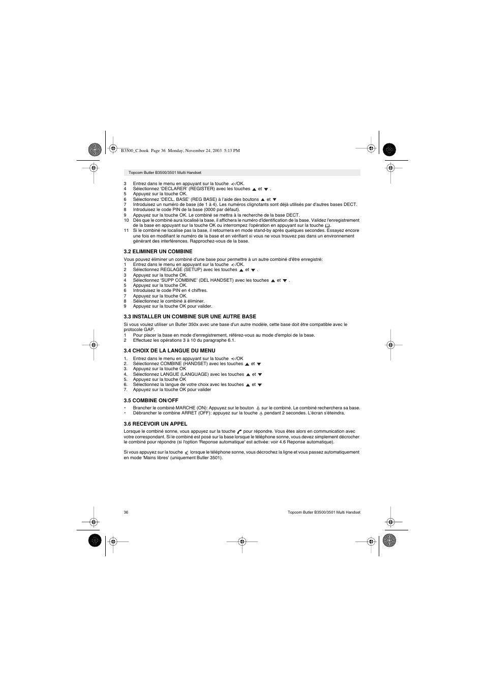 Topcom Butler 3501 User Manual | Page 36 / 120