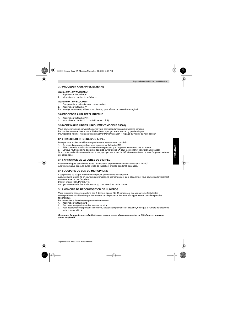 Topcom Butler 3501 User Manual | Page 37 / 120