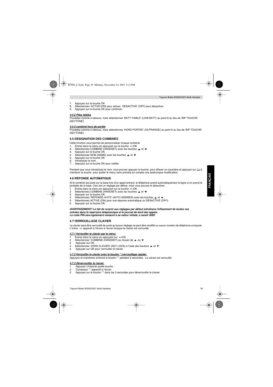 Topcom Butler 3501 User Manual | Page 39 / 120