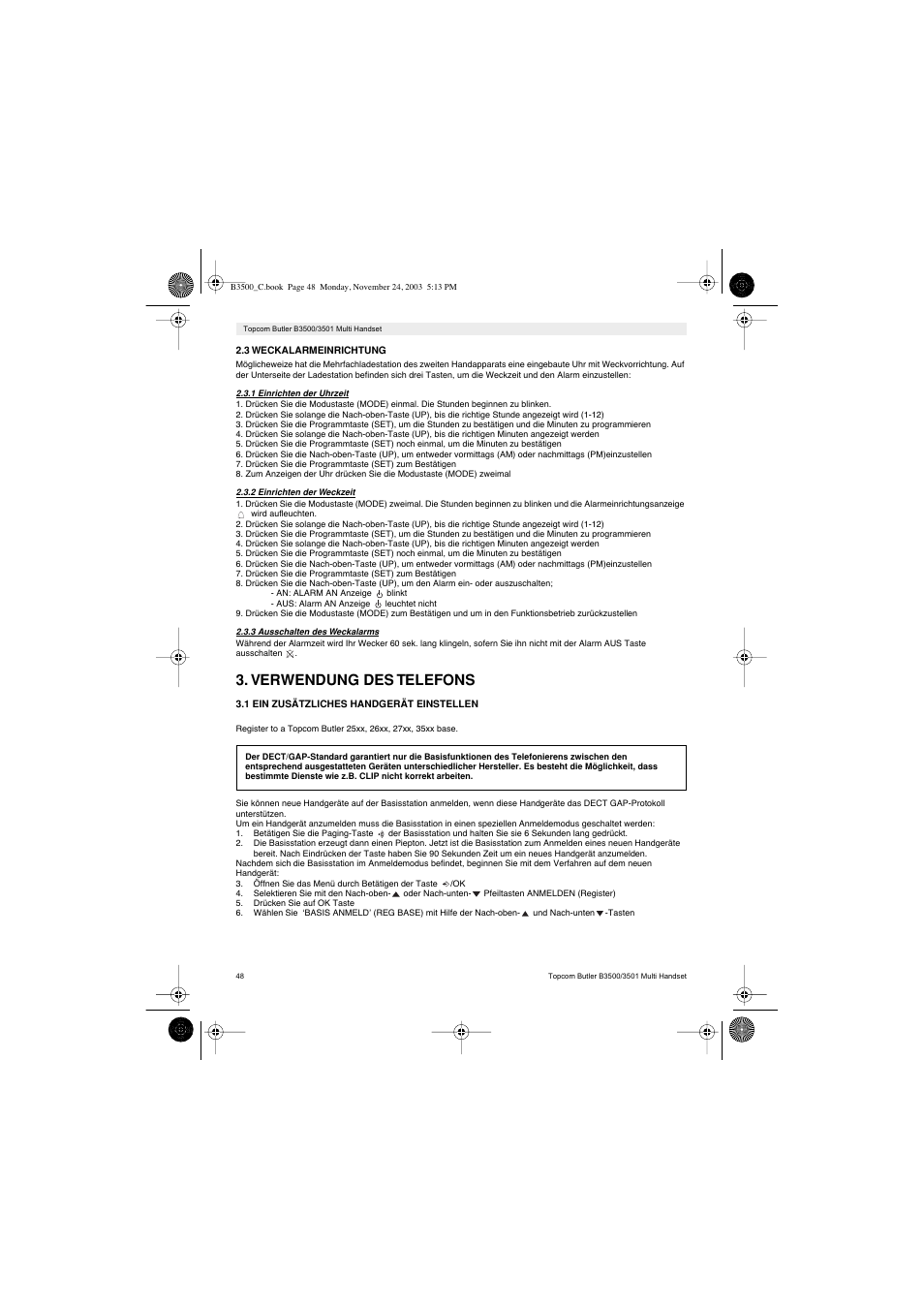 Verwendung des telefons | Topcom Butler 3501 User Manual | Page 48 / 120