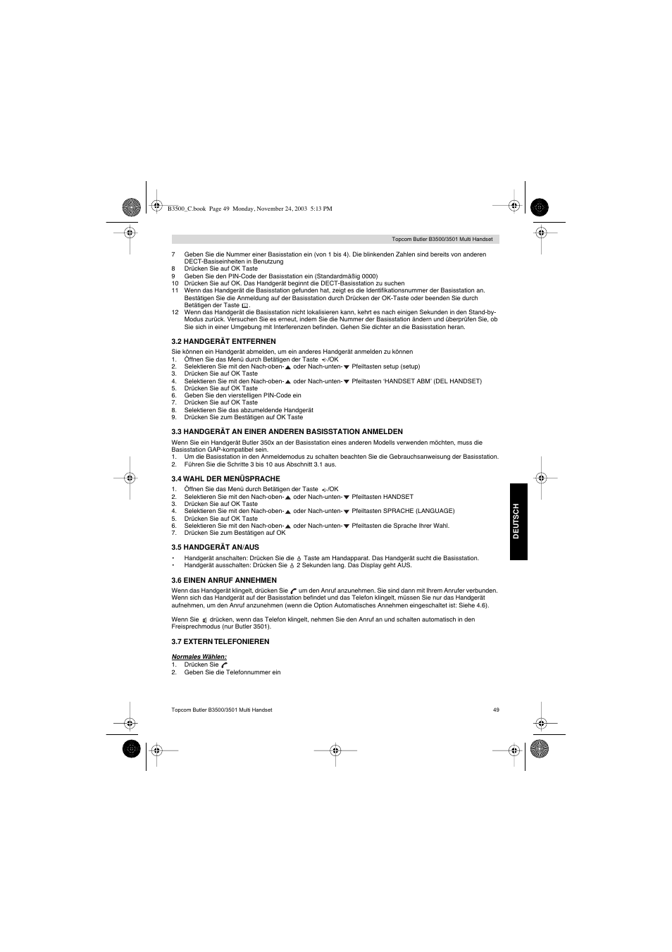 Topcom Butler 3501 User Manual | Page 49 / 120