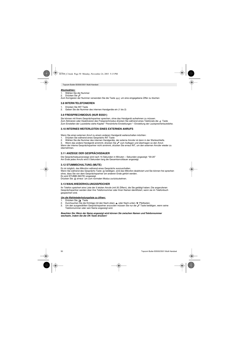 Topcom Butler 3501 User Manual | Page 50 / 120