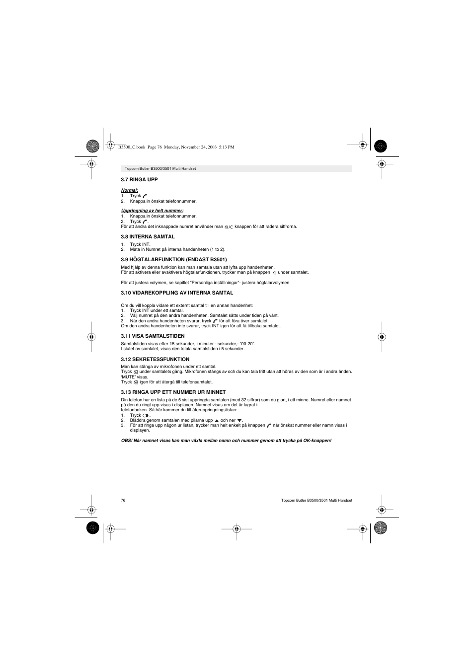 Topcom Butler 3501 User Manual | Page 76 / 120