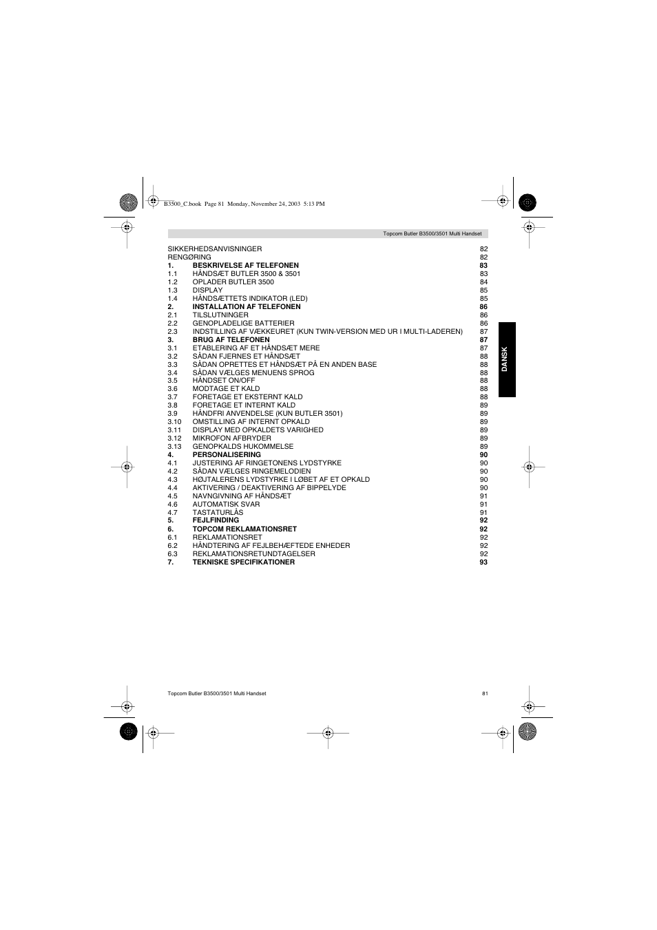 Topcom Butler 3501 User Manual | Page 81 / 120