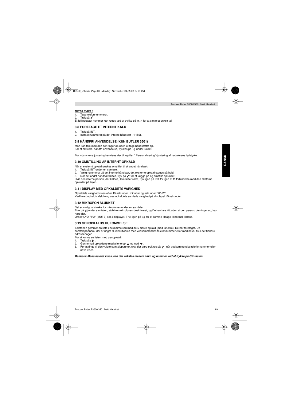 Topcom Butler 3501 User Manual | Page 89 / 120