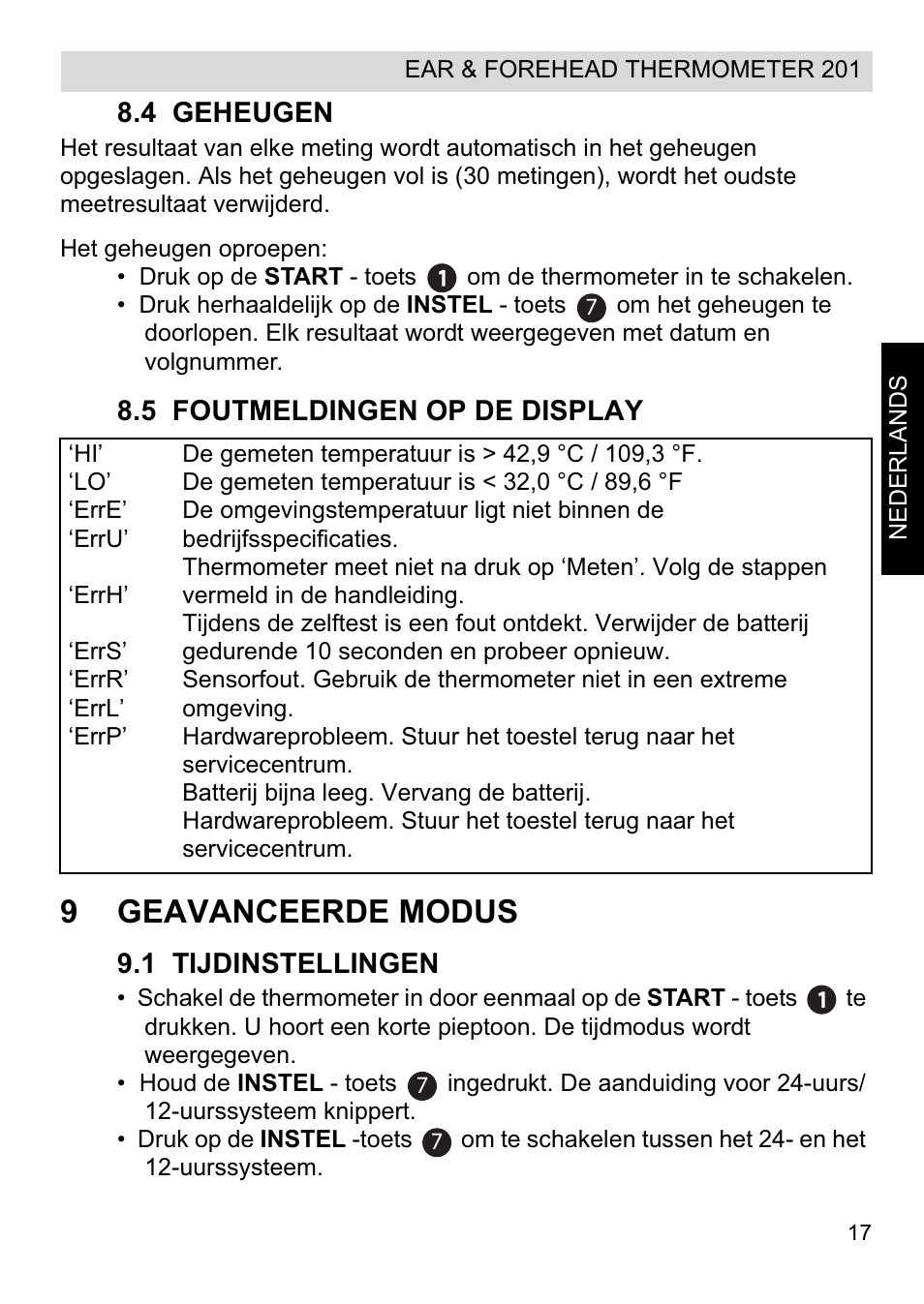 9geavanceerde modus | Topcom CE0123 User Manual | Page 17 / 156