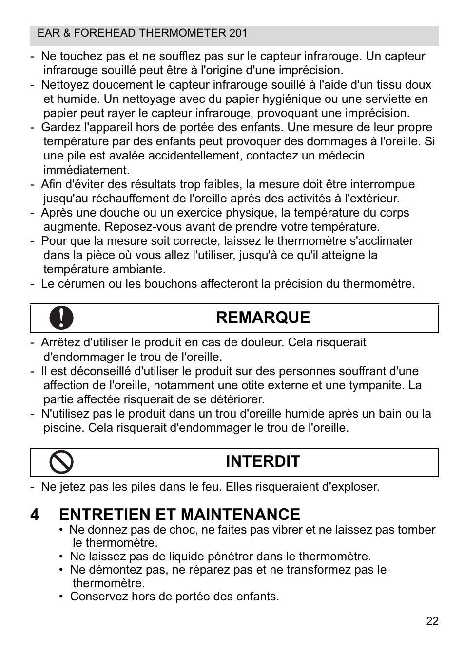 4entretien et maintenance, Remarque interdit | Topcom CE0123 User Manual | Page 22 / 156