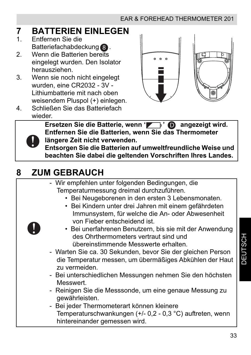 7batterien einlegen, 8zum gebrauch | Topcom CE0123 User Manual | Page 33 / 156