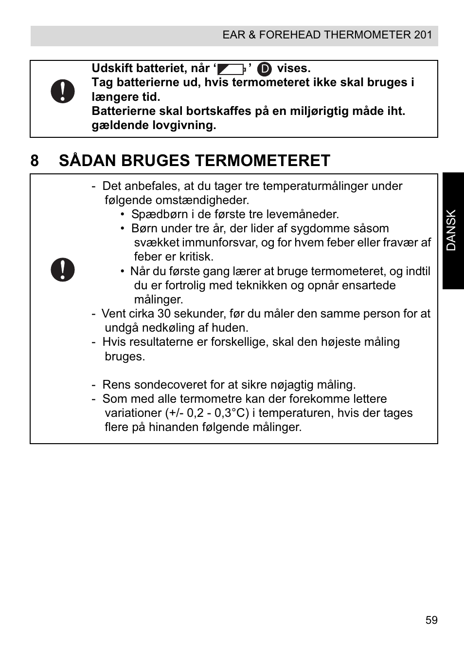 8sådan bruges termometeret | Topcom CE0123 User Manual | Page 59 / 156