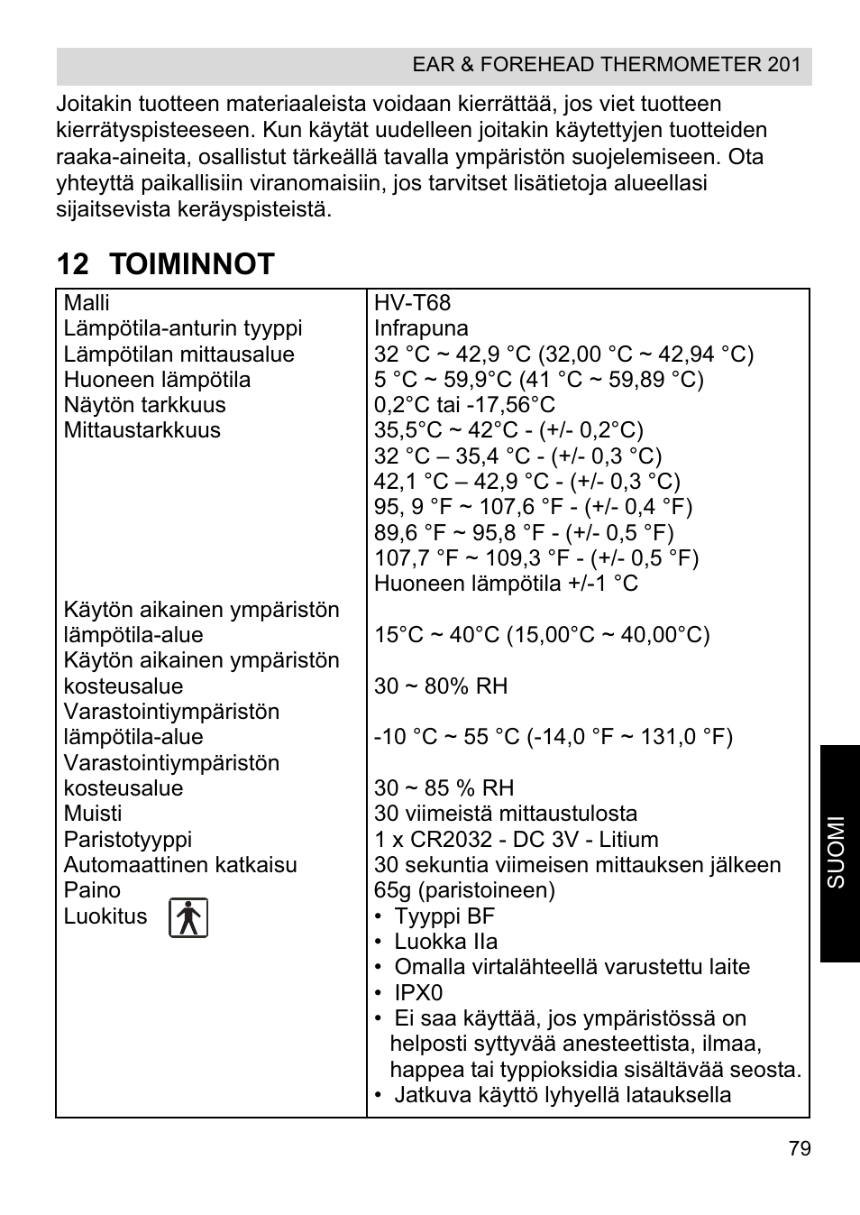 12 toiminnot | Topcom CE0123 User Manual | Page 79 / 156